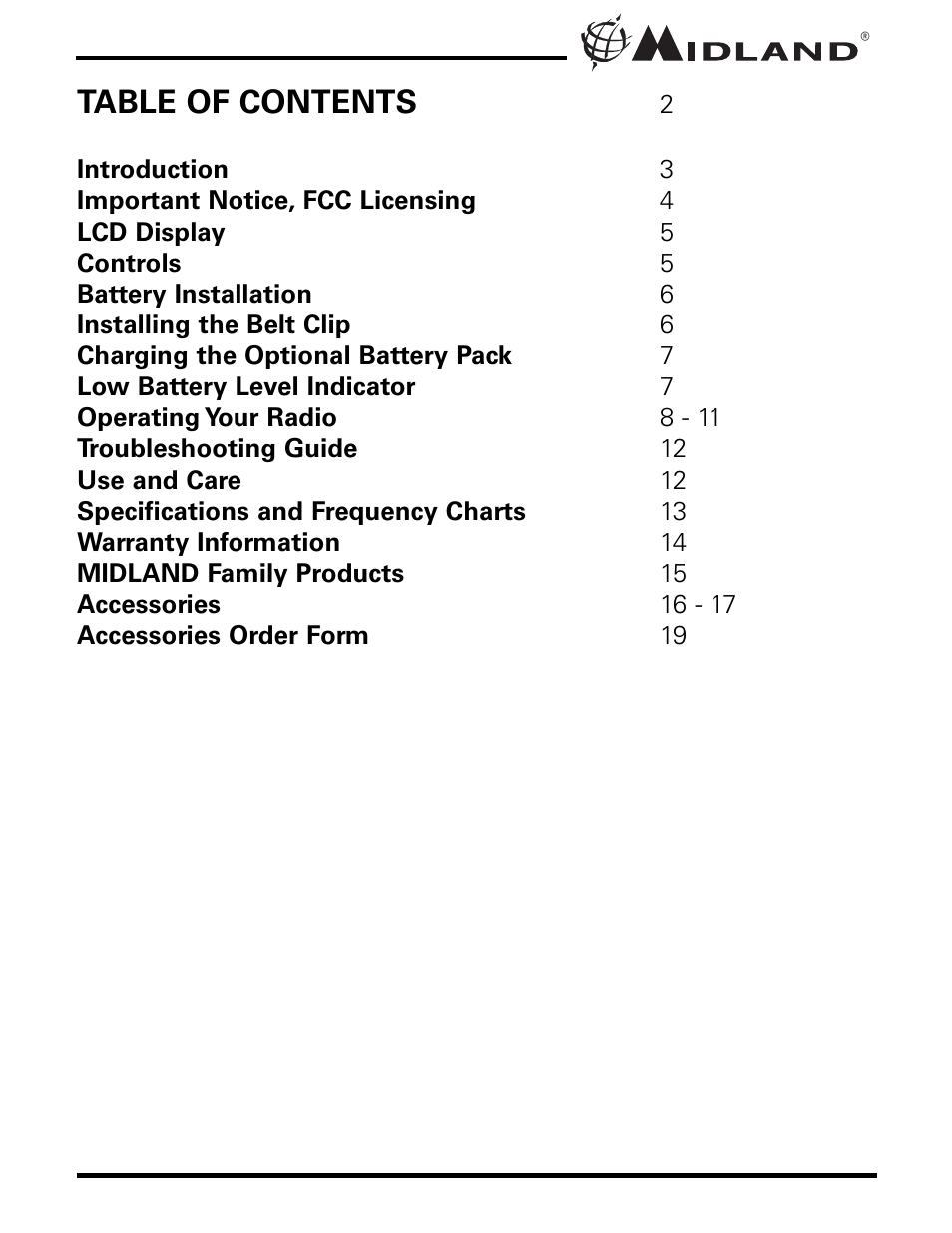 MIDLAND LXT276/330/335 User Manual | Page 2 / 20