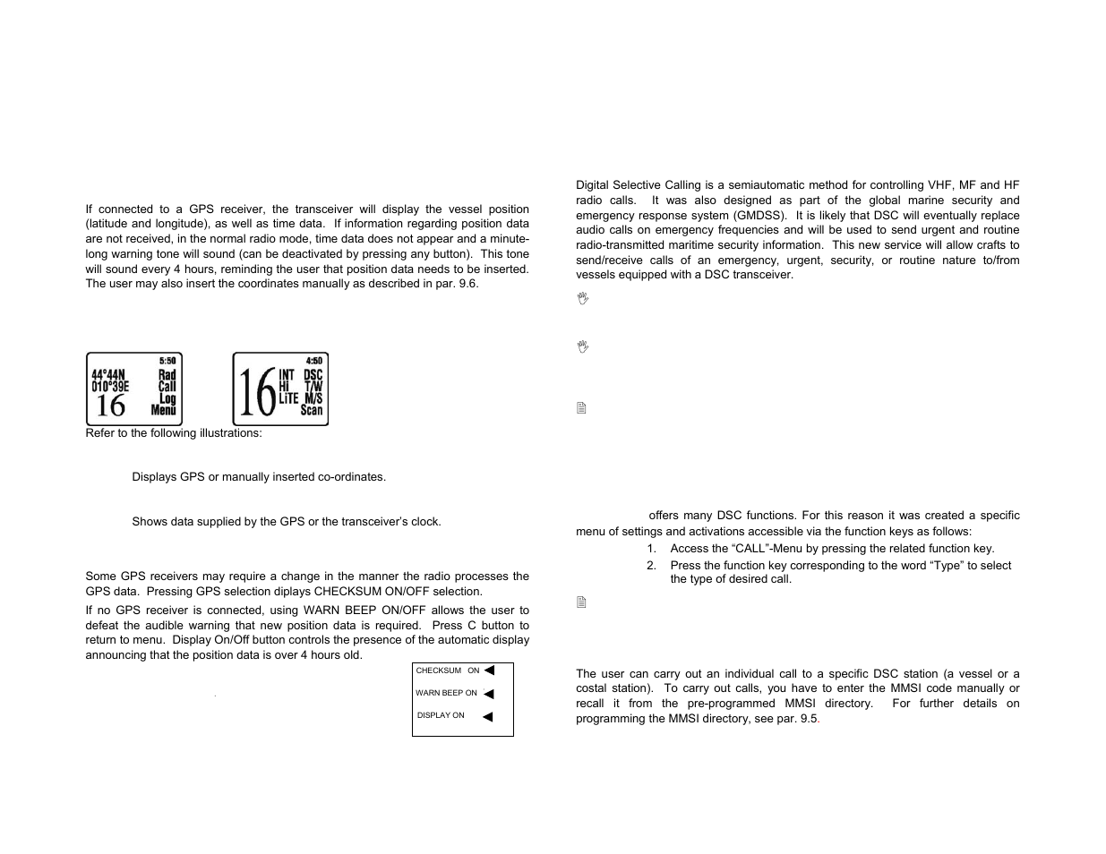 6use with gps, 7digital selective calling (dsc) | Midland Radio RG2W or RG2B User Manual | Page 18 / 30