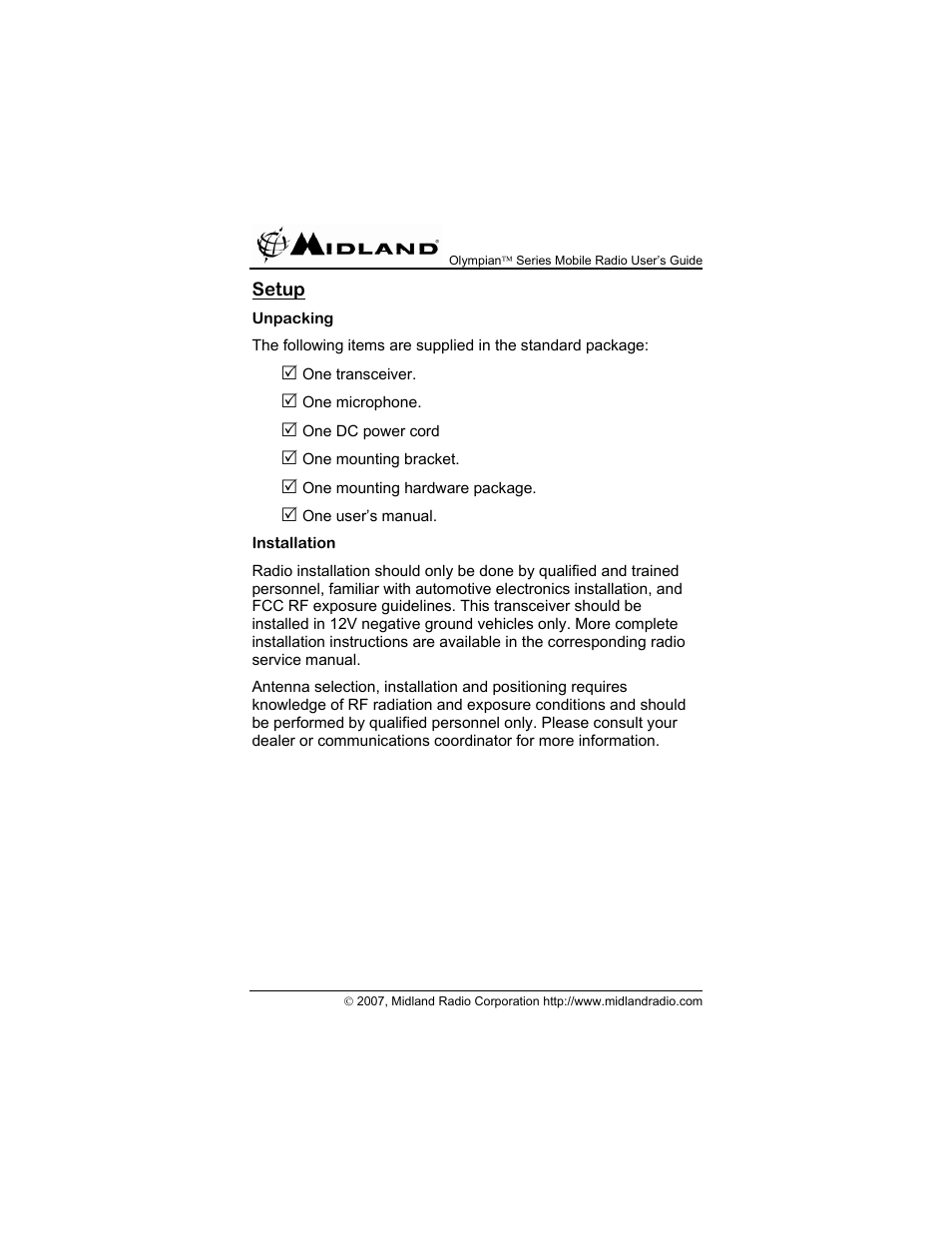 Midland Radio OLYMPIANTM SERIES MO-4128 User Manual | Page 10 / 28