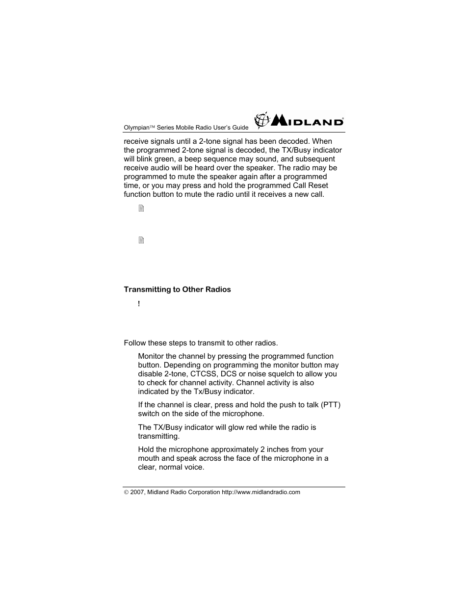 Midland Radio OLYMPIANTM SERIES MO-4128 User Manual | Page 13 / 28