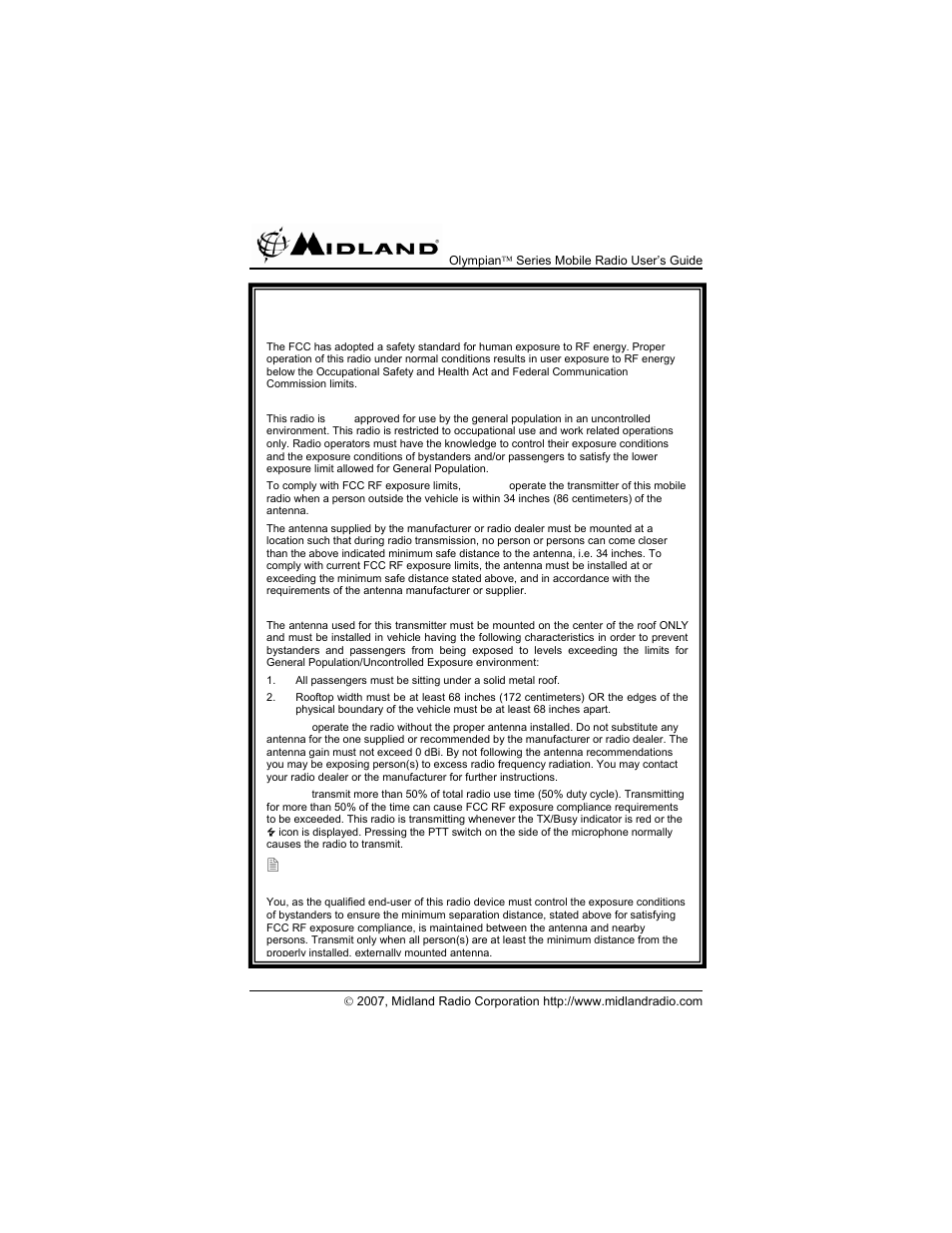 Midland Radio OLYMPIANTM SERIES MO-4128 User Manual | Page 2 / 28