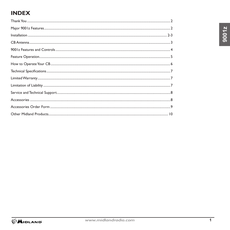MIDLAND 9001z User Manual | 11 pages