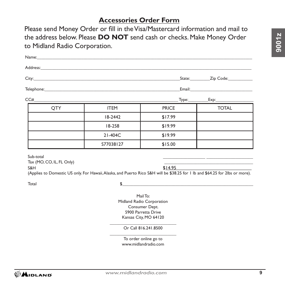 MIDLAND 9001z User Manual | Page 9 / 11