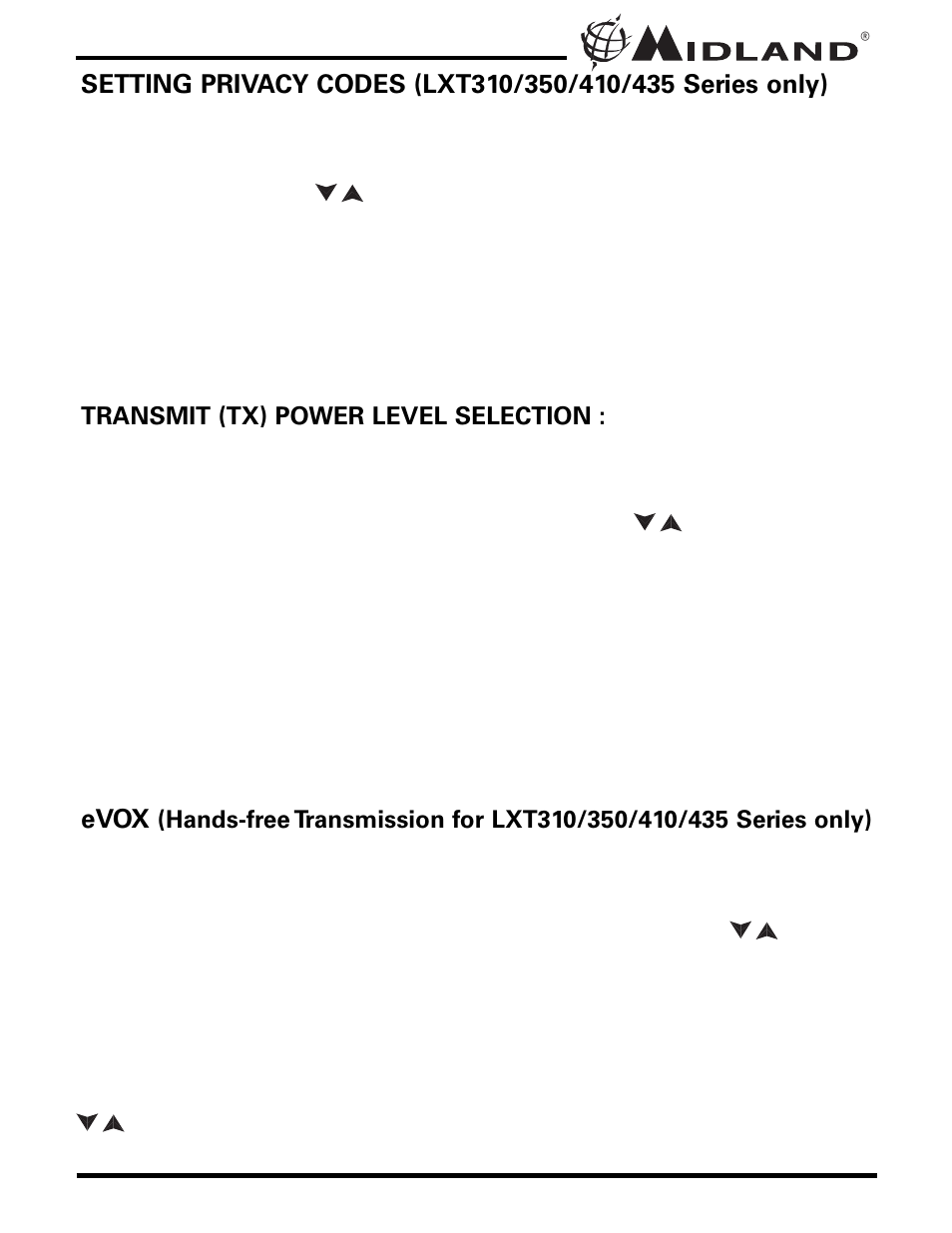 MIDLAND LXT210/216/303/305/310/350/410/435 User Manual | Page 11 / 20