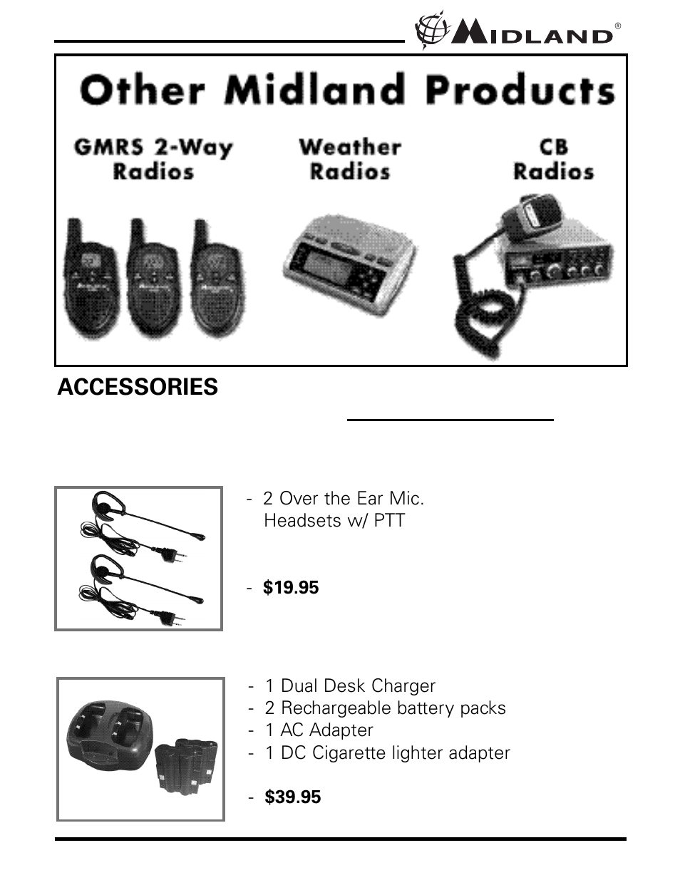 Accessories | MIDLAND LXT210/216/303/305/310/350/410/435 User Manual | Page 18 / 20