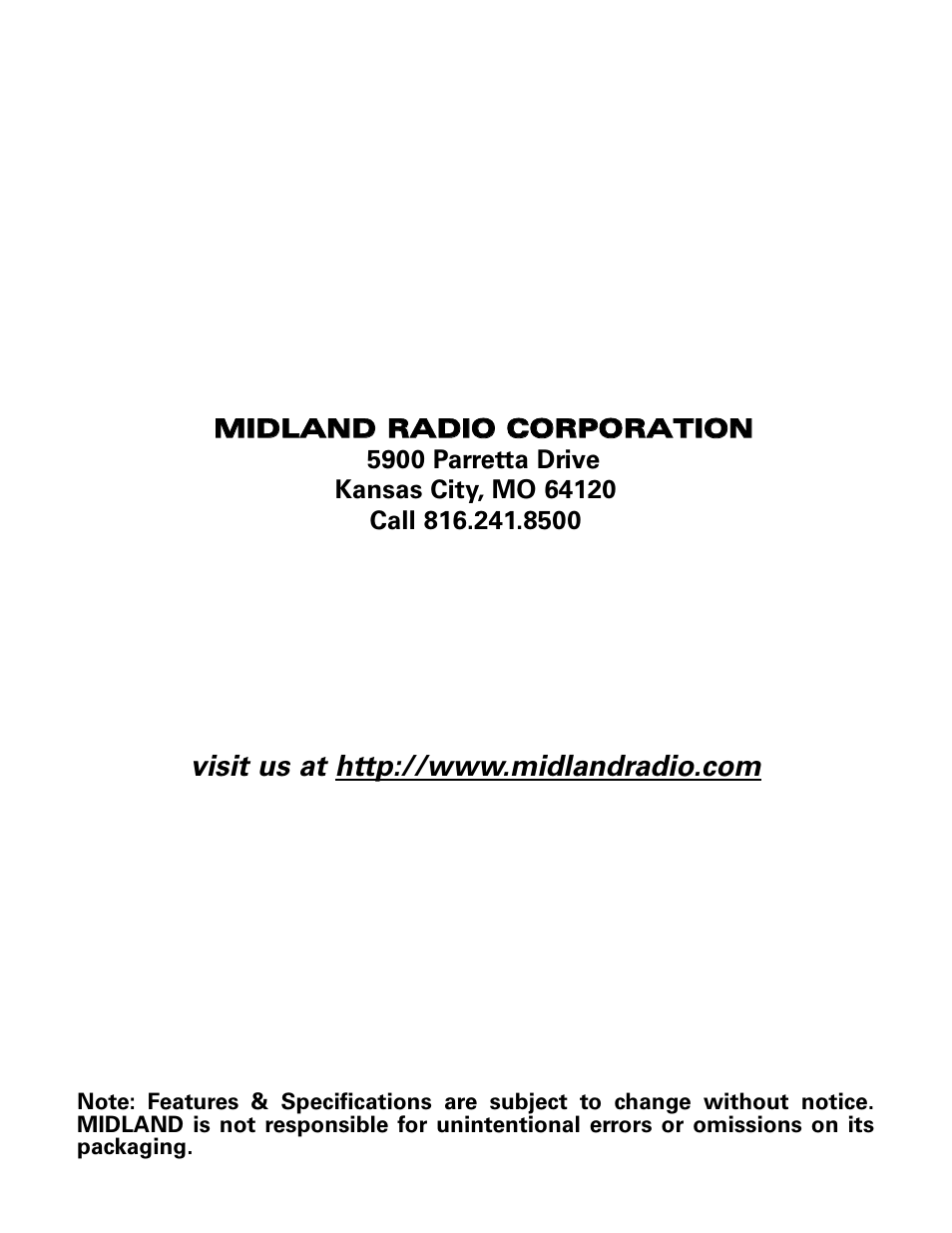 MIDLAND LXT460 User Manual | Page 24 / 24