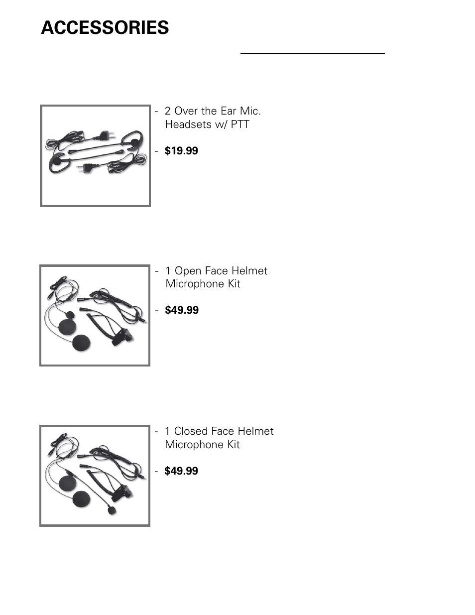 Accessories, Avp-11 avp-h h1 avp-h h2 | MIDLAND LXT112 User Manual | Page 9 / 12