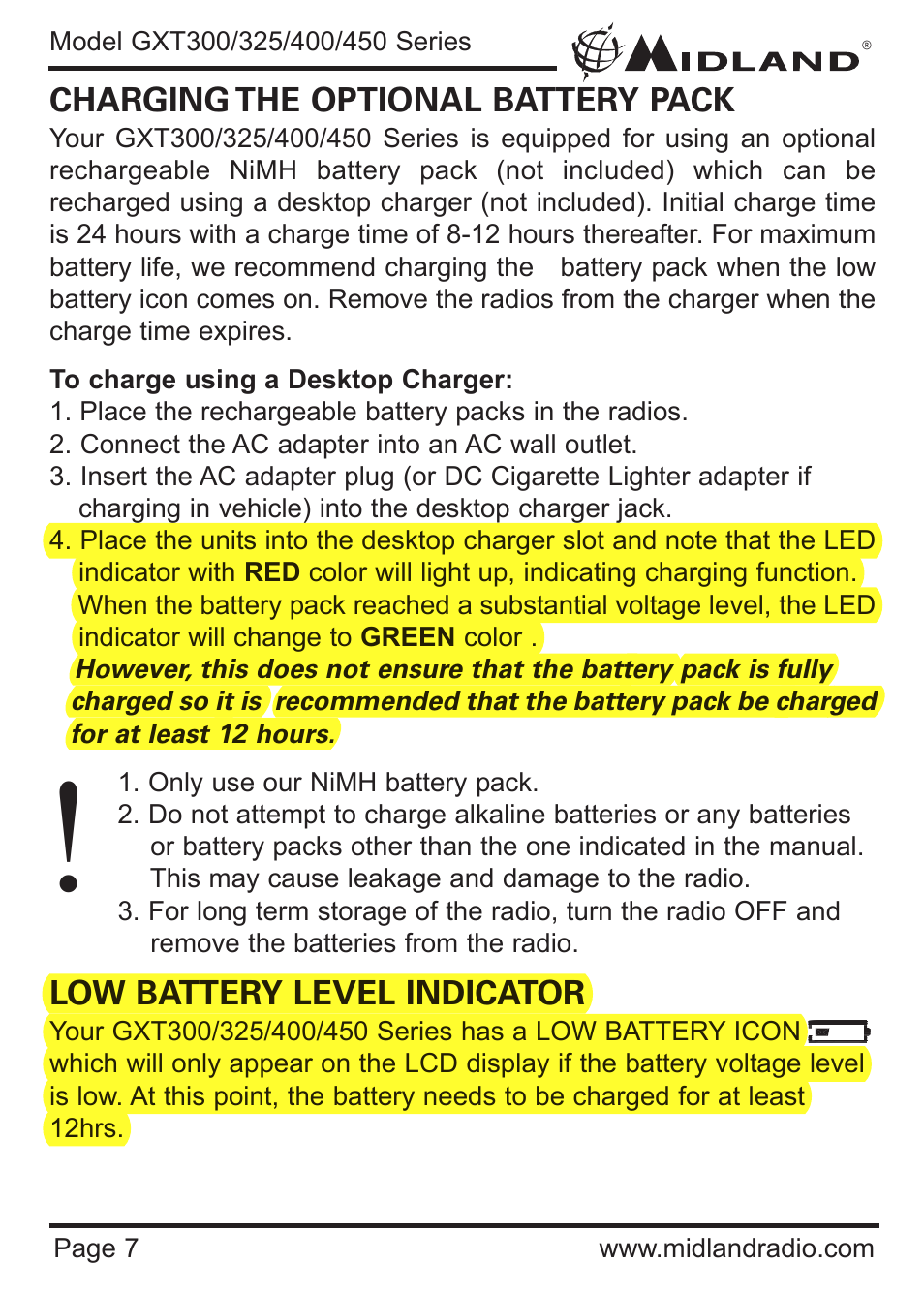 MIDLAND GXT300/325/400/450 User Manual | Page 3 / 5