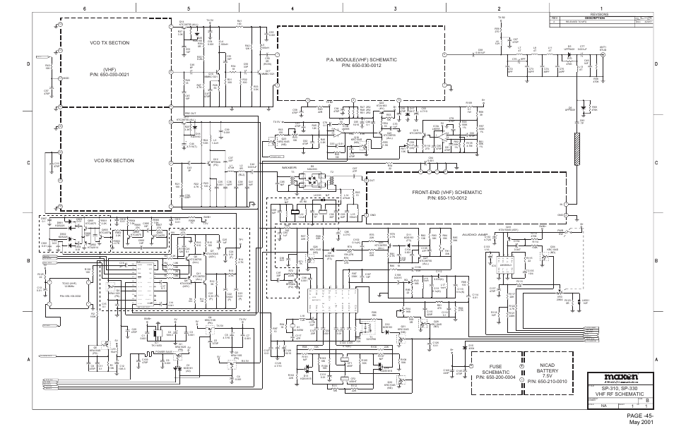 Vhf rf schematic | Midland Radio SP-300 User Manual | Page 48 / 52