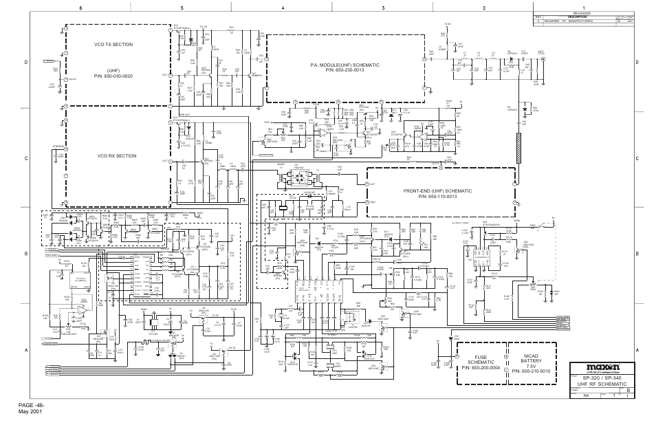 Uhf rf schematic | Midland Radio SP-300 User Manual | Page 49 / 52