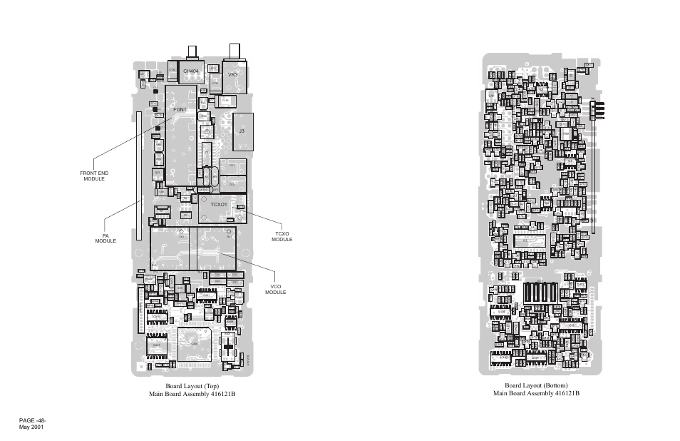 Pcb layouts, Front end module tcxo module vco module pa module | Midland Radio SP-300 User Manual | Page 51 / 52