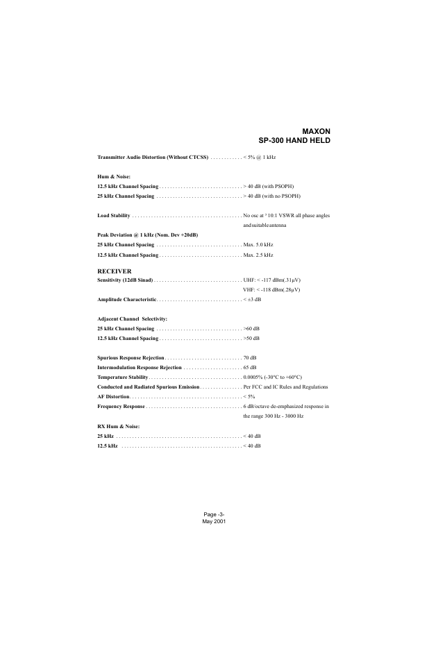 Receiver, Maxon sp-300 hand held | Midland Radio SP-300 User Manual | Page 6 / 52