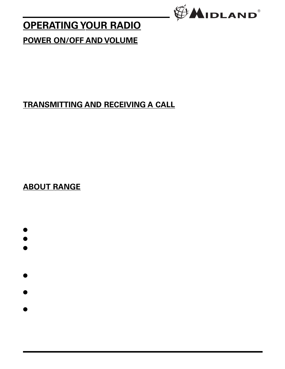 Operating your radio | MIDLAND GXT800/808/850 User Manual | Page 9 / 28