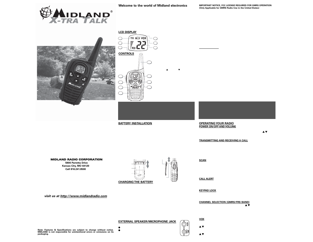 Midland Radio LXT114 User Manual | 2 pages