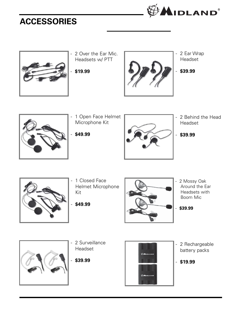 Accessories | MIDLAND GXT1000 series User Manual | Page 25 / 28