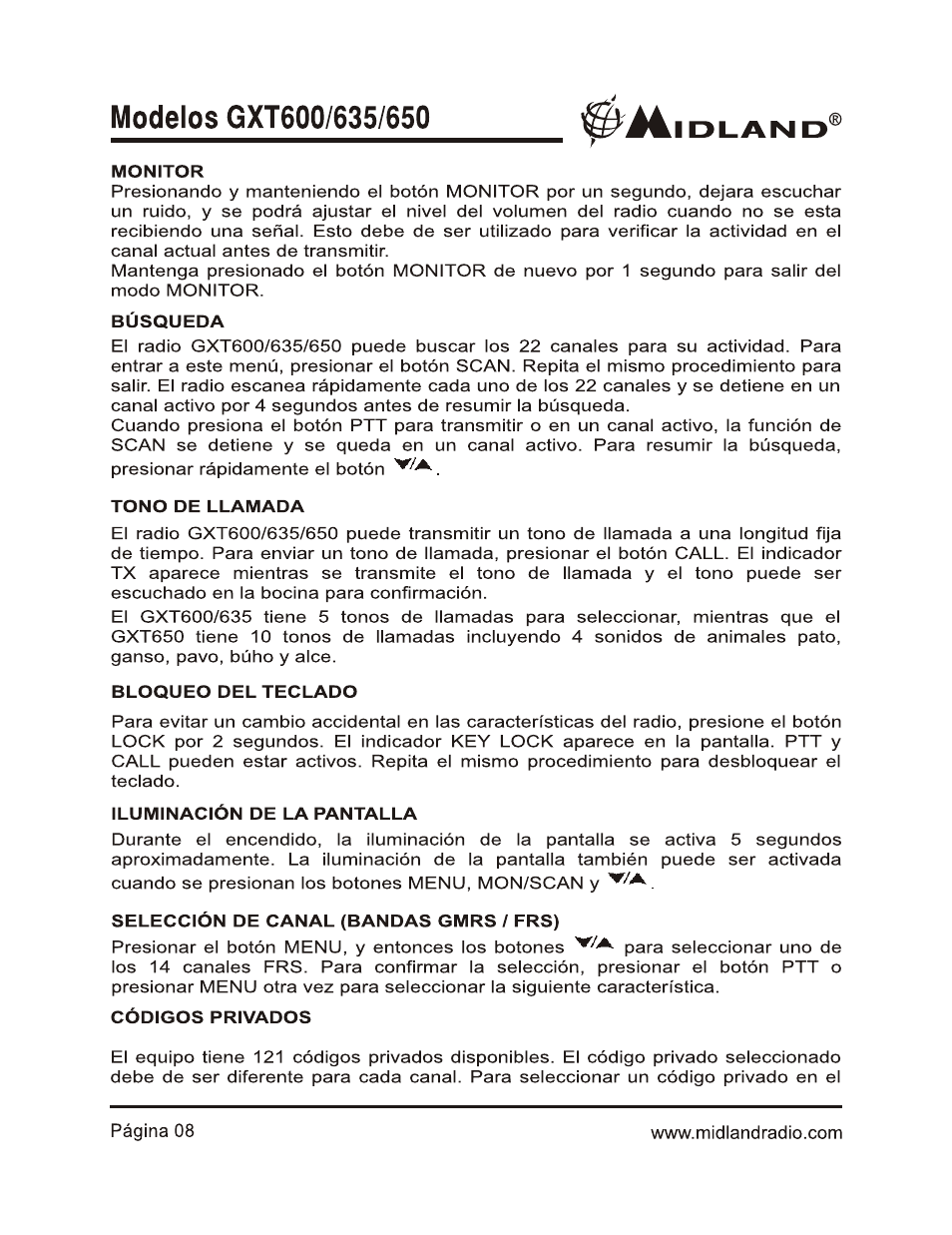 Midland Radio GXT600 User Manual | Page 32 / 40