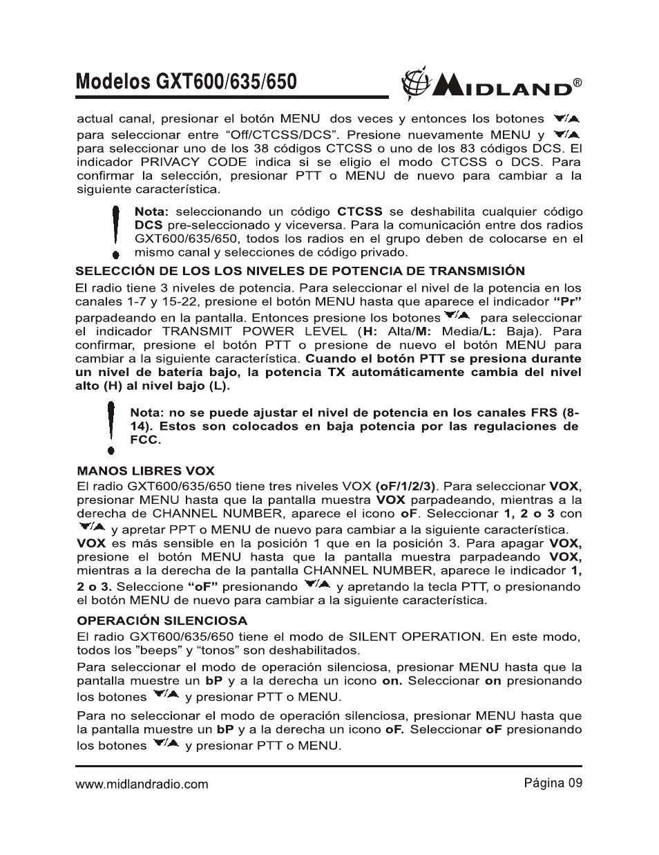 Midland Radio GXT600 User Manual | Page 33 / 40