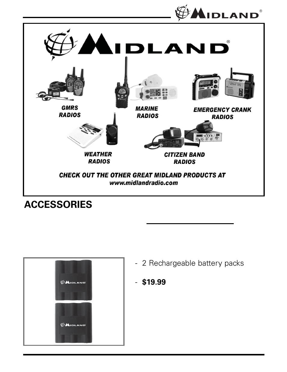 Accessories | Midland Radio GXT850 User Manual | Page 23 / 28