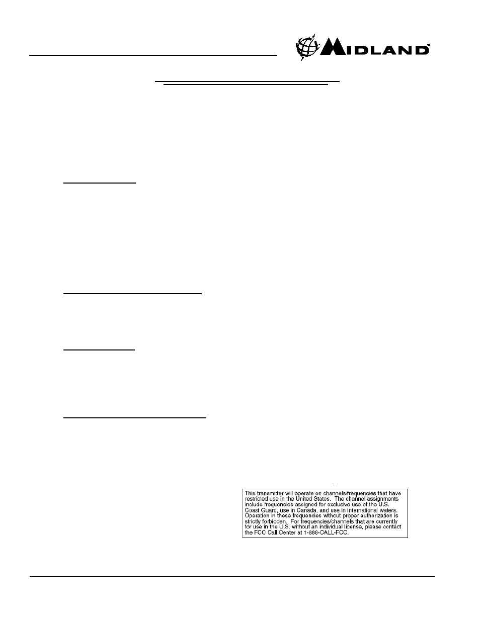 Fcc licensing information | MIDLAND RG1 User Manual | Page 4 / 26