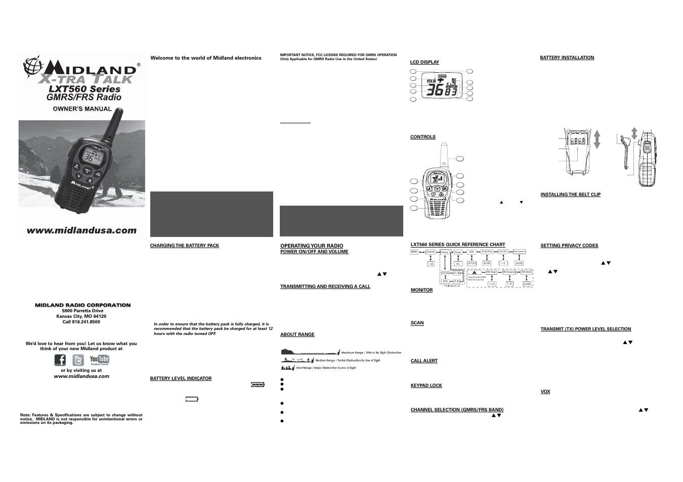 MIDLAND LXT560 User Manual | 1 page