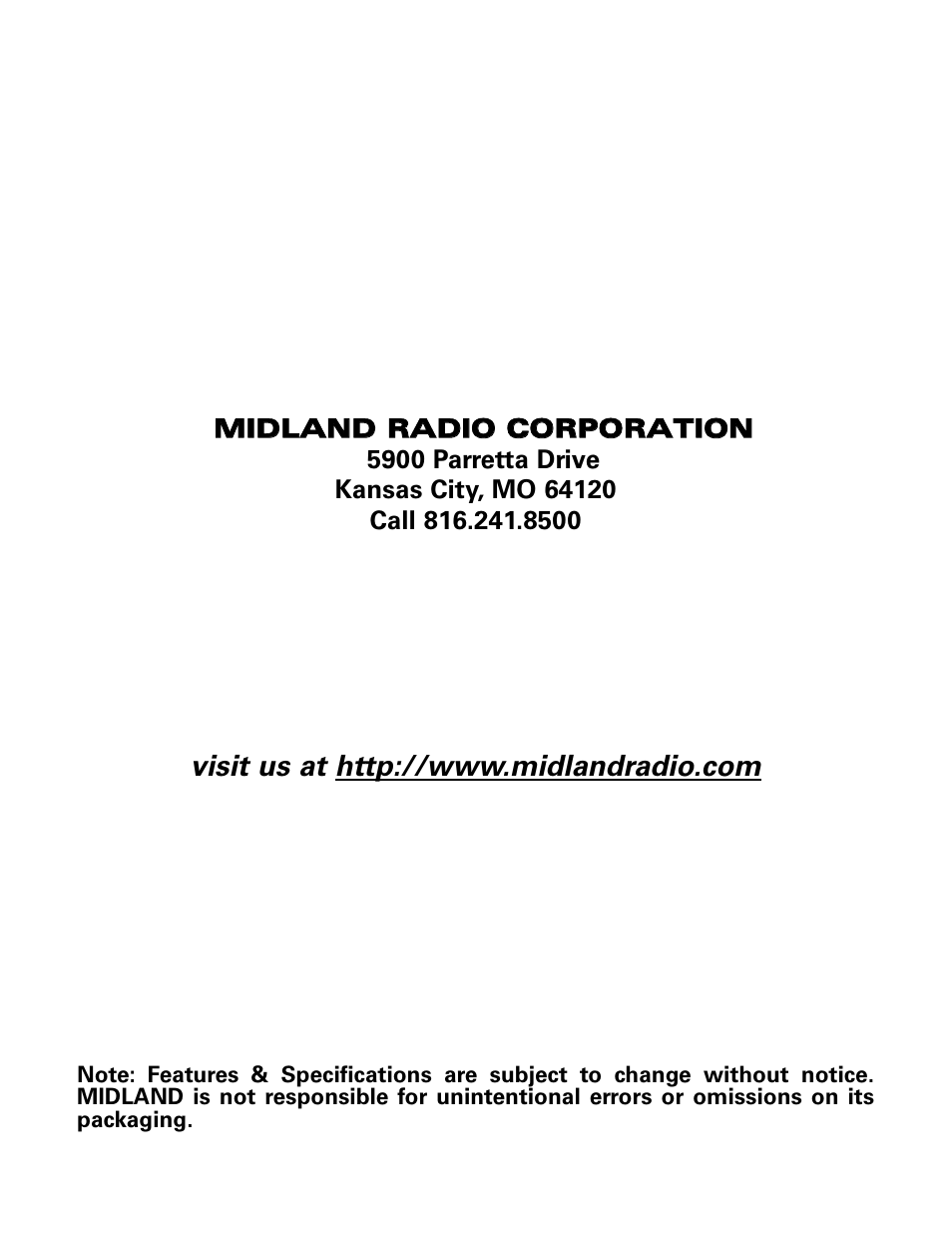 MIDLAND LXT340/345 User Manual | Page 20 / 20