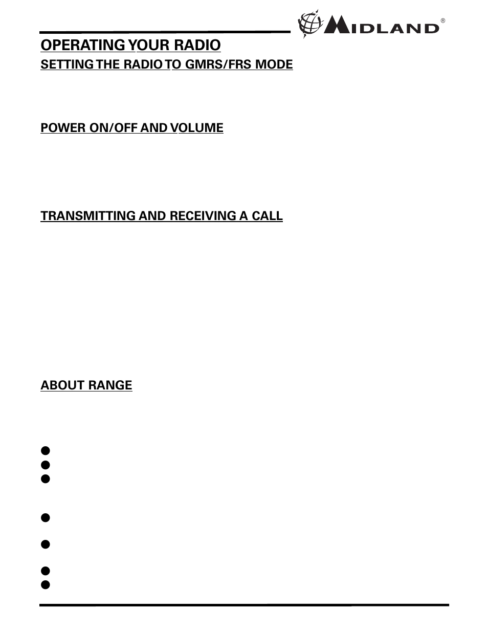 Operating your radio | MIDLAND XT511 User Manual | Page 10 / 28