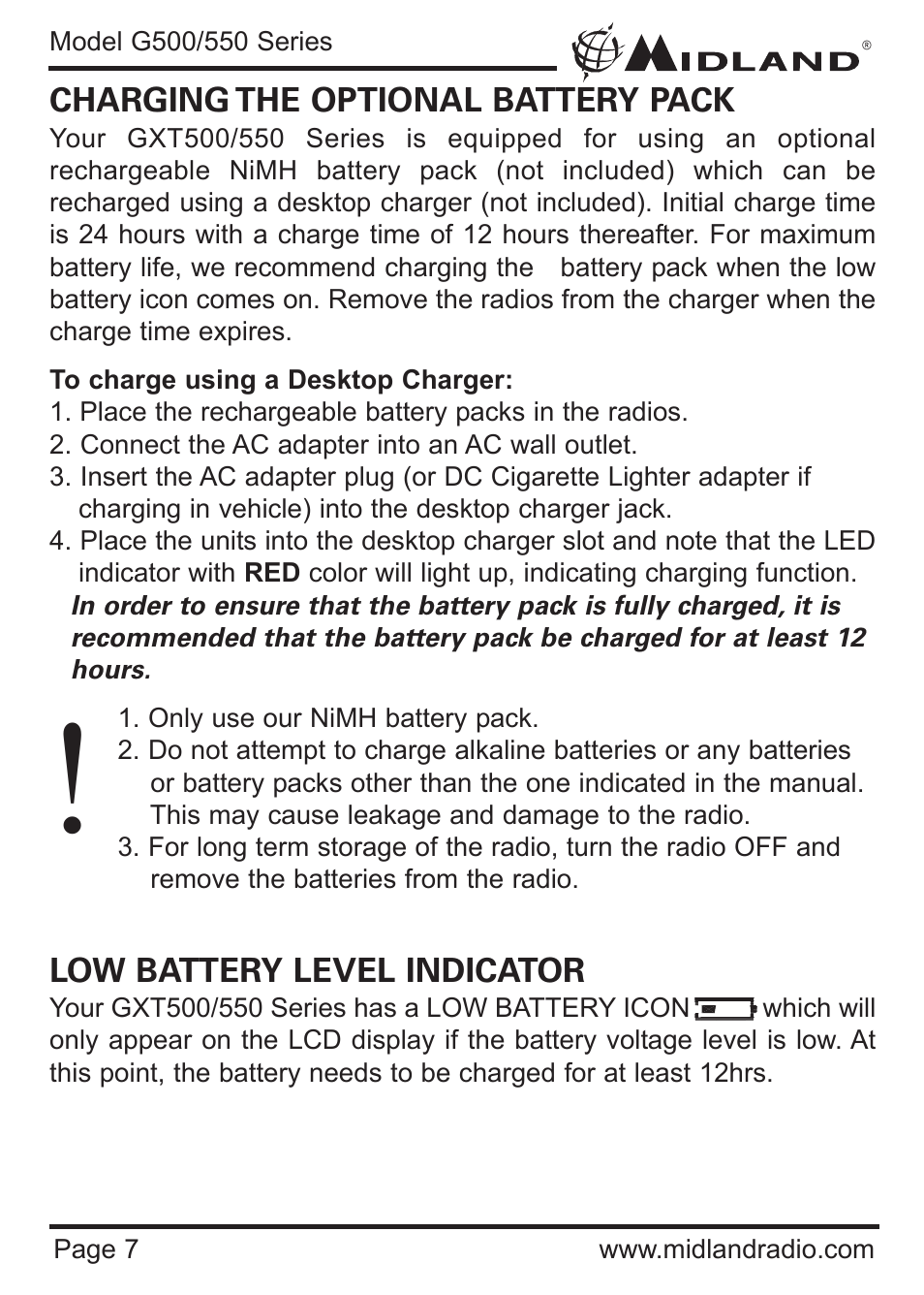 MIDLAND GXT500/550 User Manual | Page 7 / 20