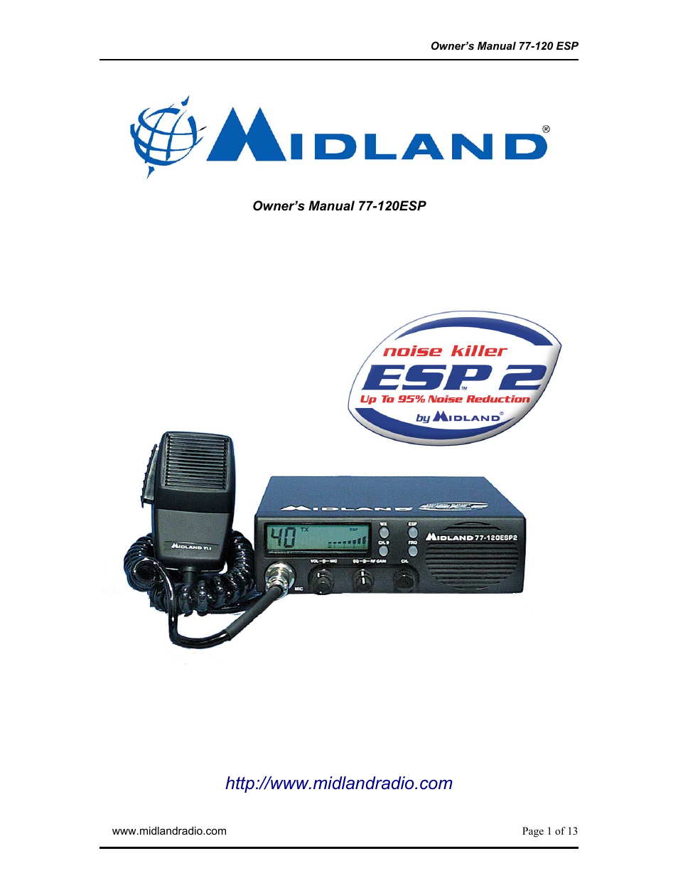 Midland Radio 77-120ESP User Manual | 13 pages