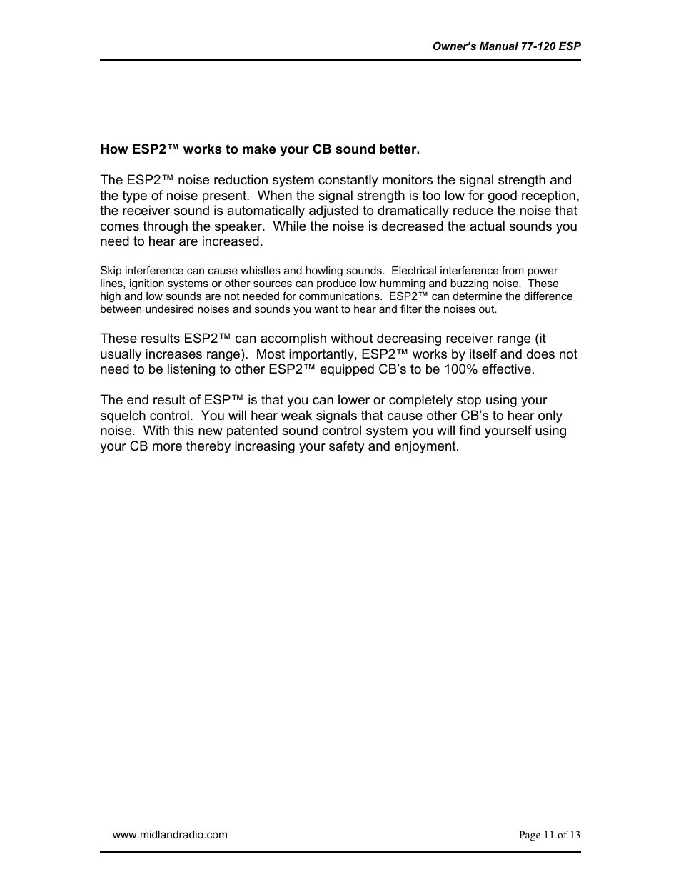 How esp2 works | Midland Radio 77-120ESP User Manual | Page 11 / 13