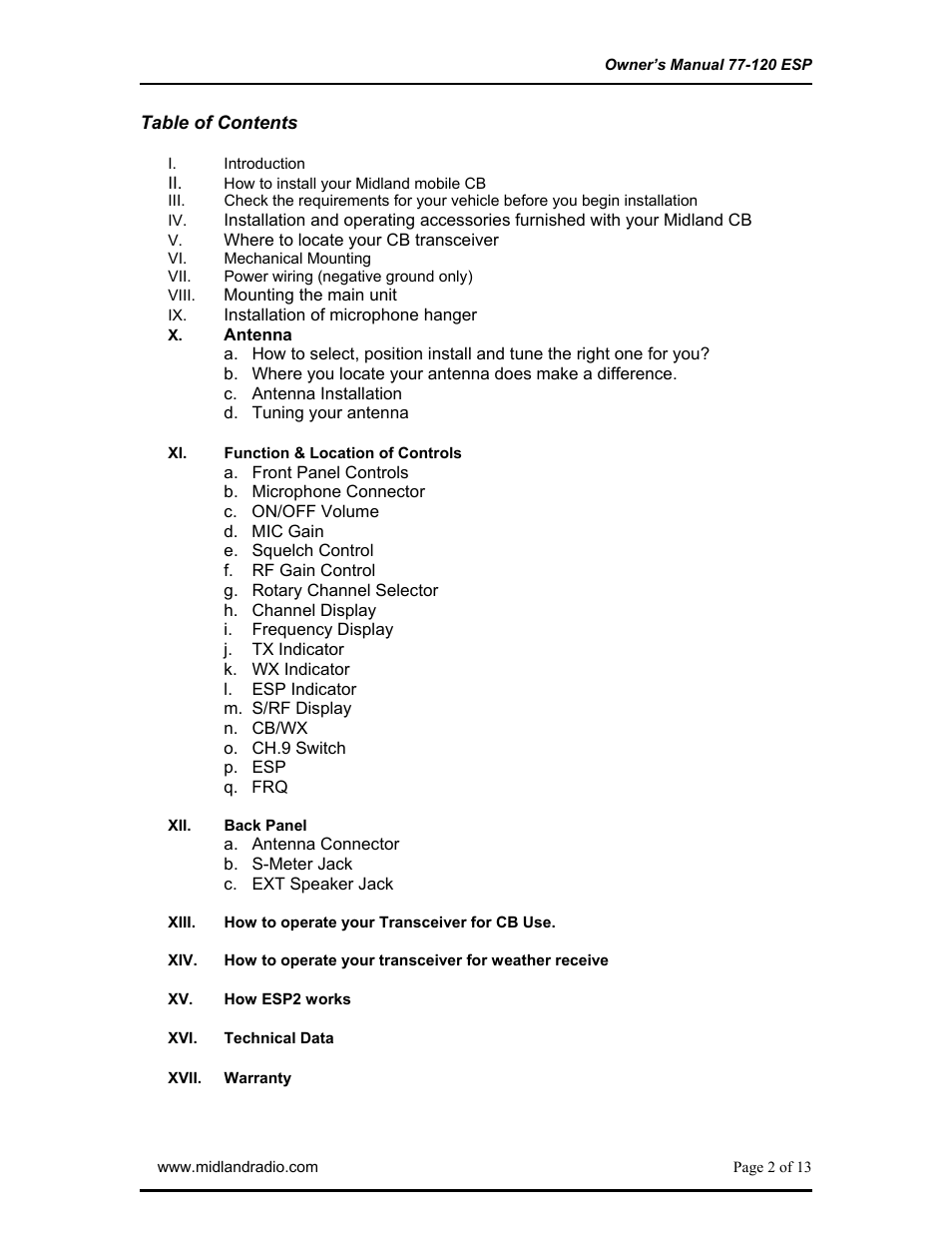 Midland Radio 77-120ESP User Manual | Page 2 / 13