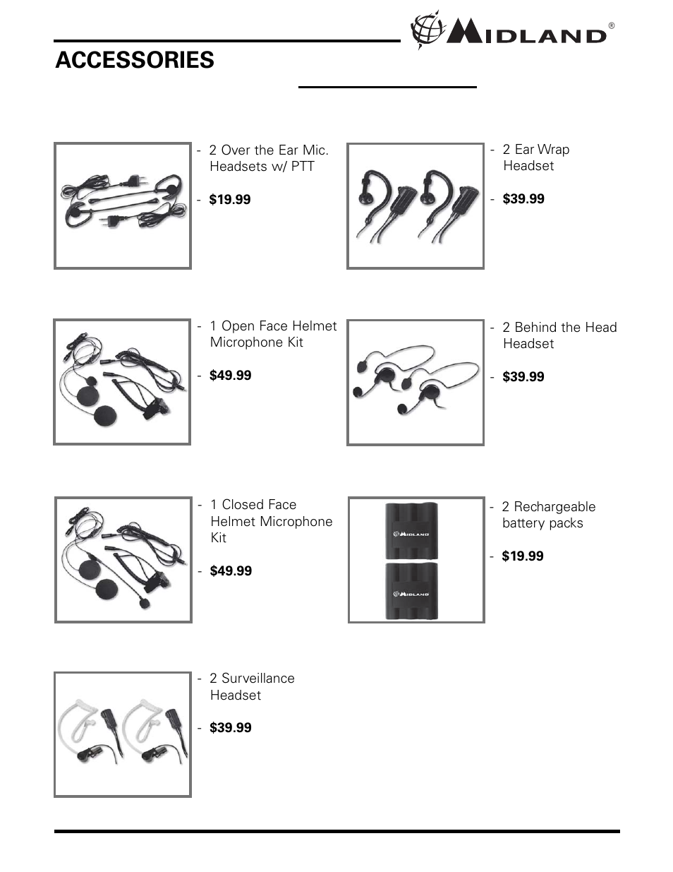 Accessories | MIDLAND GXT900 User Manual | Page 25 / 28