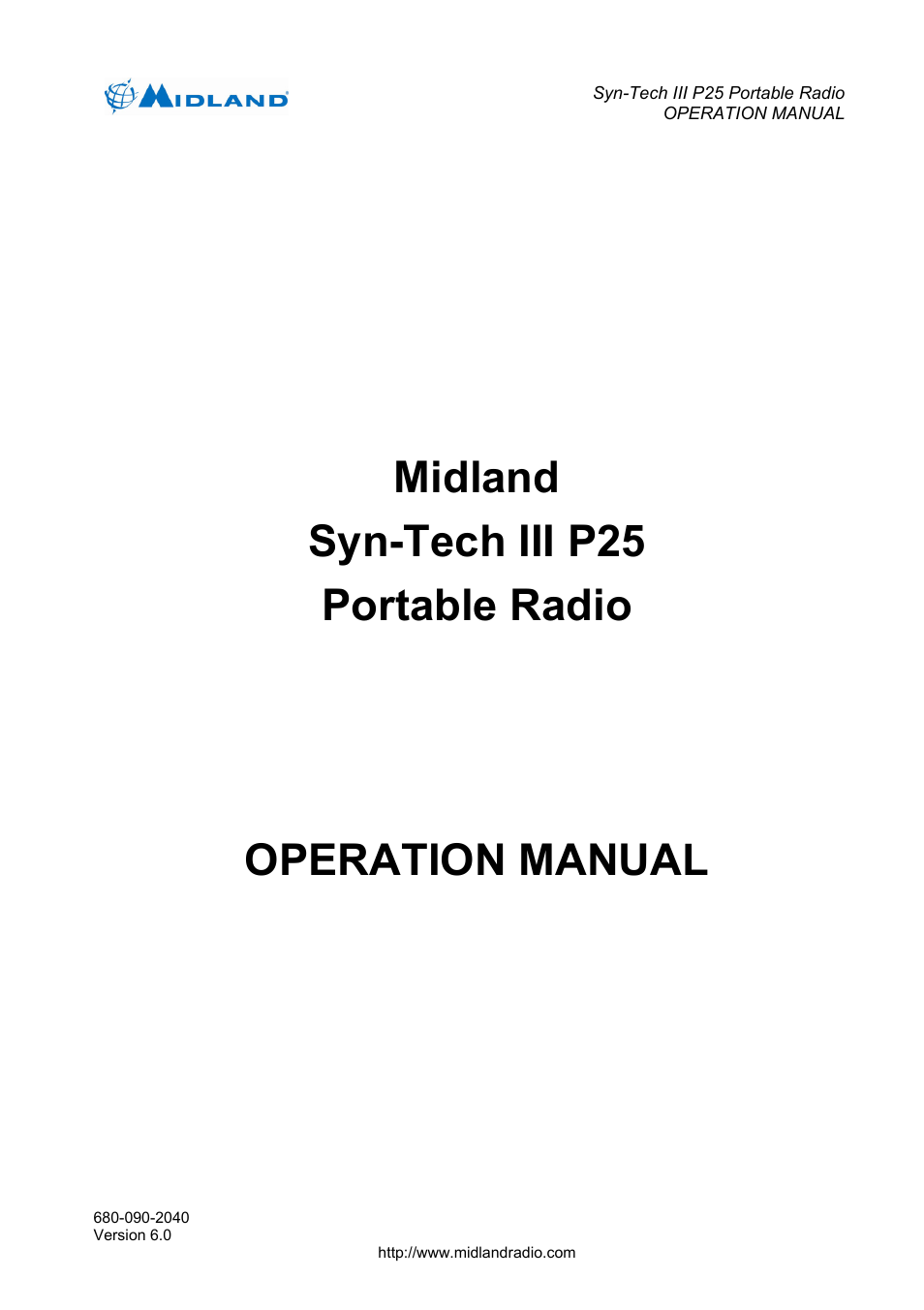 Midland Radio SYN-TECH III P25 User Manual | 76 pages