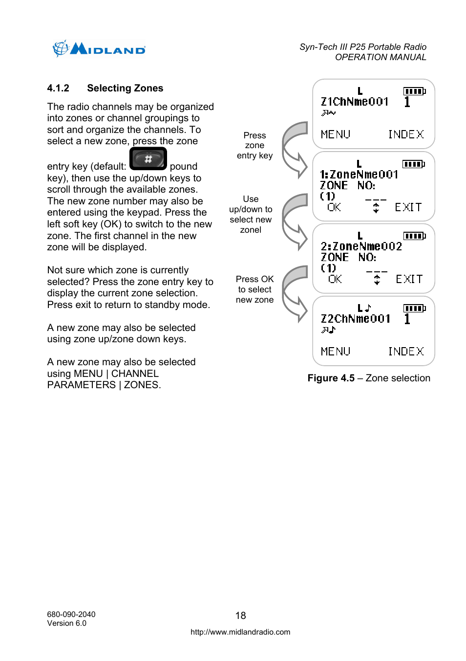 Selecting zones | Midland Radio SYN-TECH III P25 User Manual | Page 26 / 76