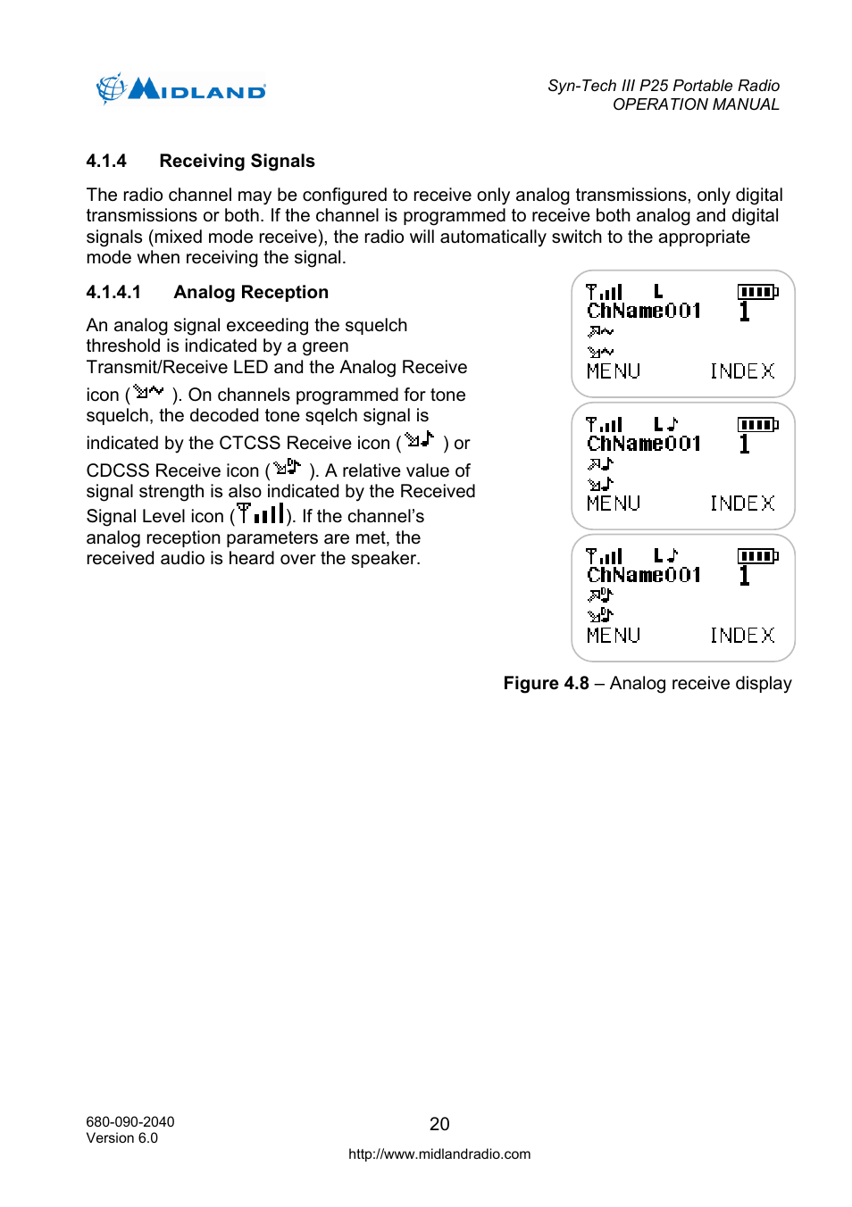 Receiving signals, Analog reception | Midland Radio SYN-TECH III P25 User Manual | Page 28 / 76