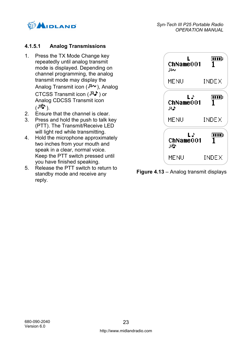 Analog transmissions | Midland Radio SYN-TECH III P25 User Manual | Page 31 / 76