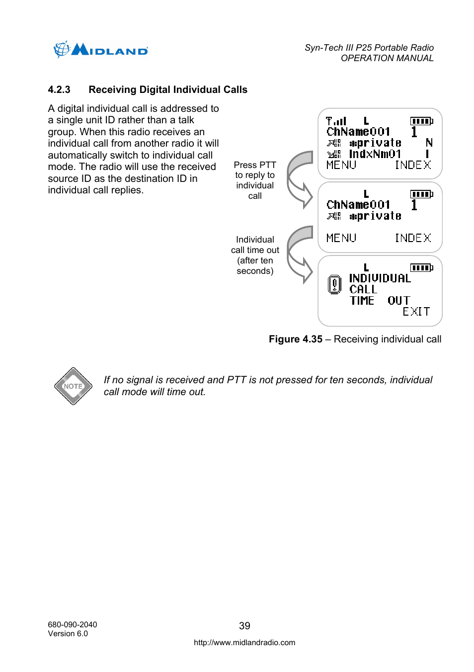 Receiving digital individual calls | Midland Radio SYN-TECH III P25 User Manual | Page 47 / 76