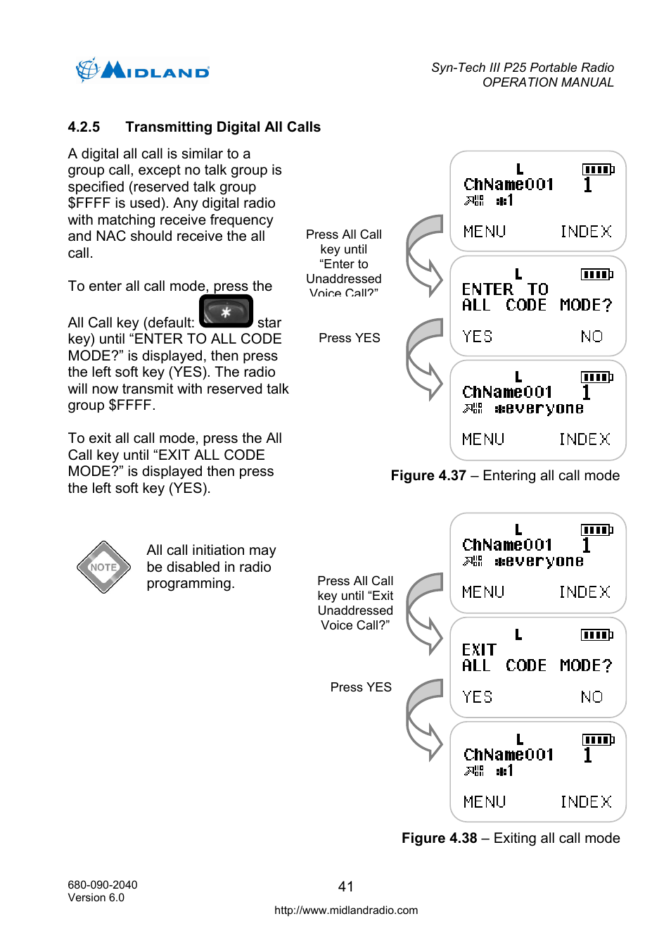 Transmitting digital all calls | Midland Radio SYN-TECH III P25 User Manual | Page 49 / 76