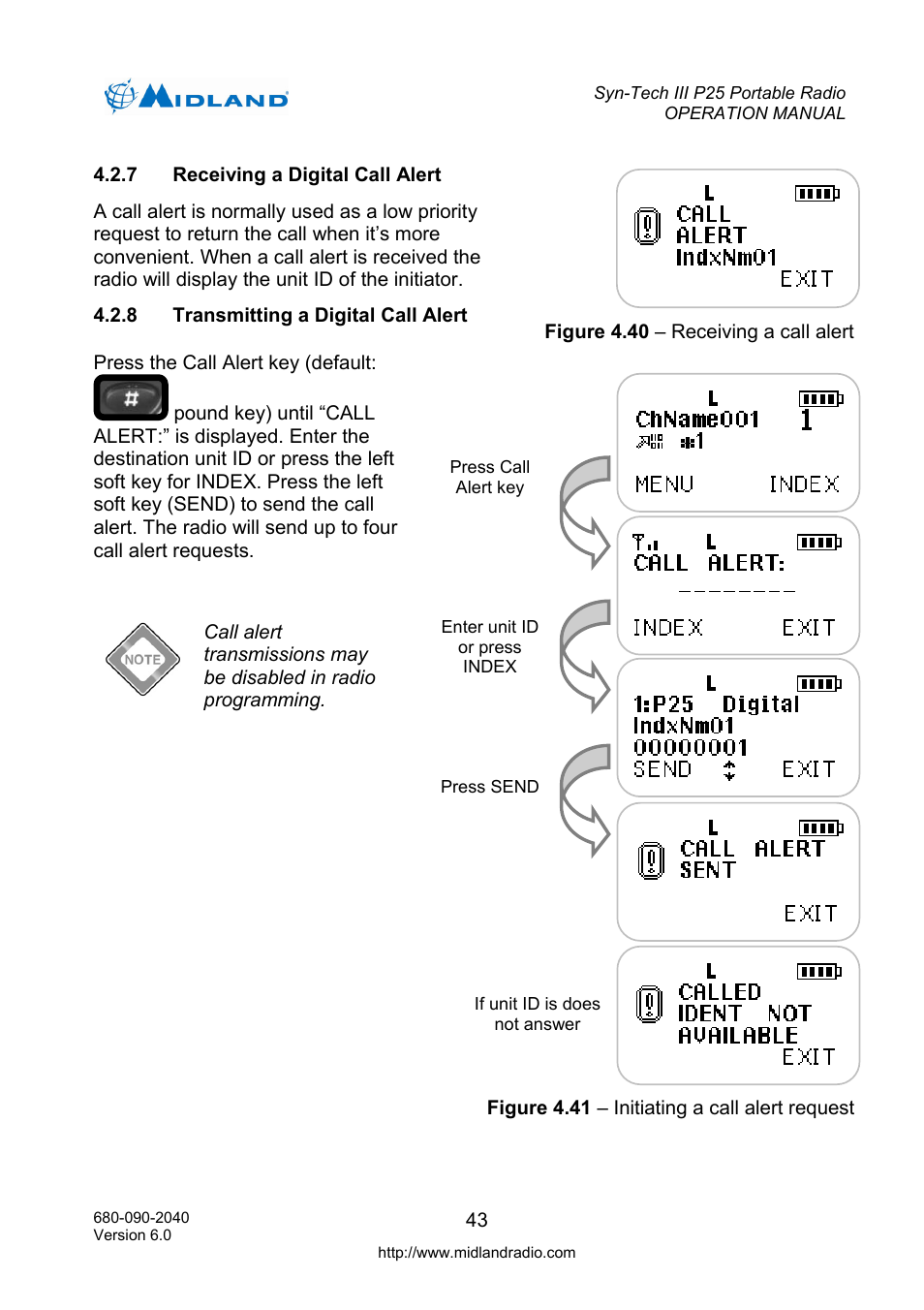 Receiving a digital call alert, Transmitting a digital call alert | Midland Radio SYN-TECH III P25 User Manual | Page 51 / 76