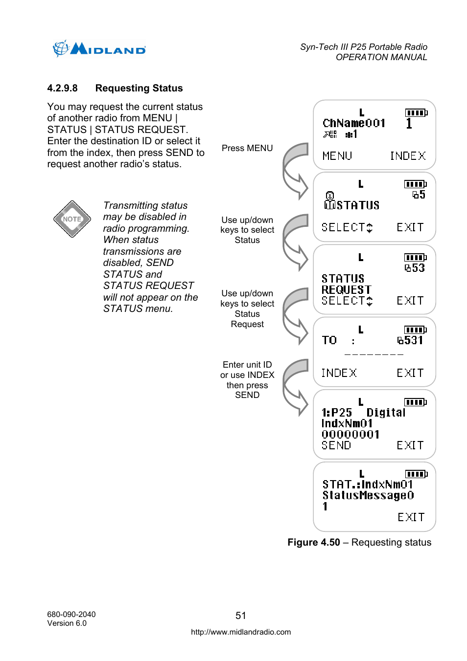 Requesting status | Midland Radio SYN-TECH III P25 User Manual | Page 59 / 76