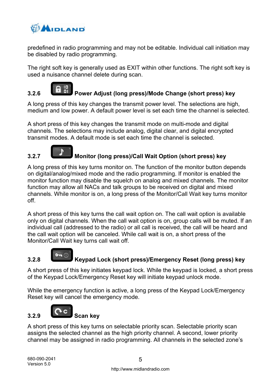 Scan key | Midland Radio P25 User Manual | Page 14 / 72