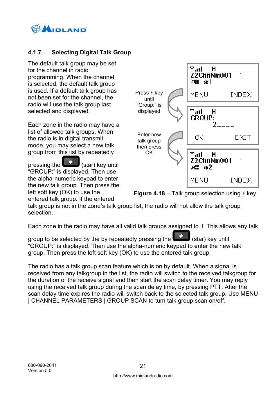 Selecting digital talk group | Midland Radio P25 User Manual | Page 30 / 72