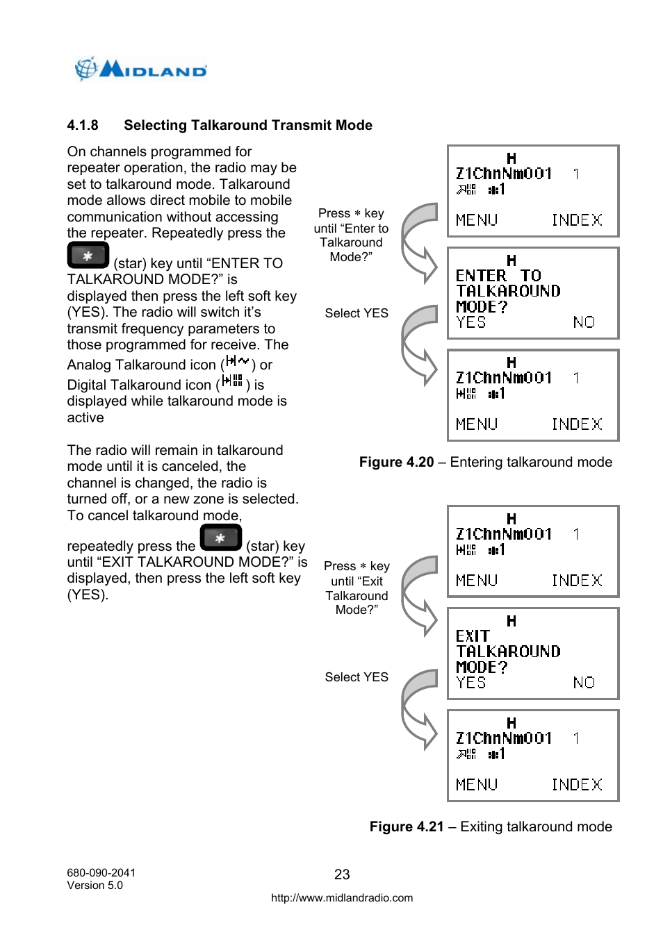 Selecting talkaround transmit mode | Midland Radio P25 User Manual | Page 32 / 72