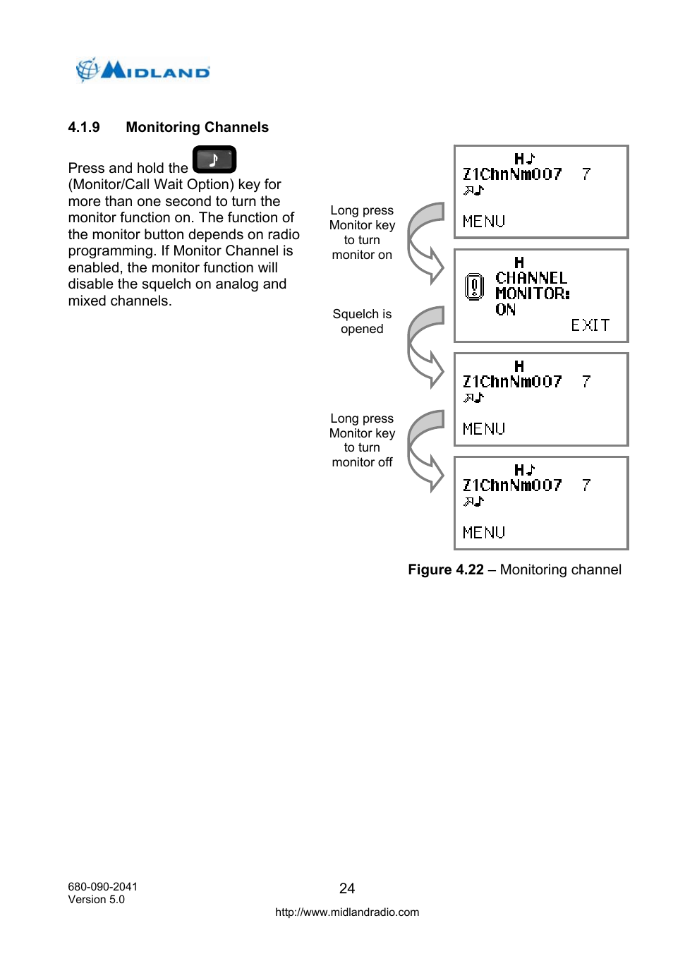 Monitoring channels | Midland Radio P25 User Manual | Page 33 / 72