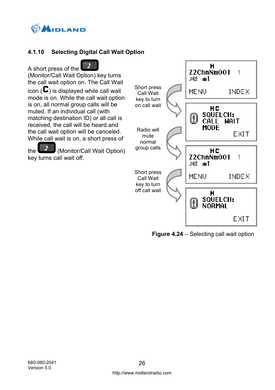 Selecting digital call wait option | Midland Radio P25 User Manual | Page 35 / 72