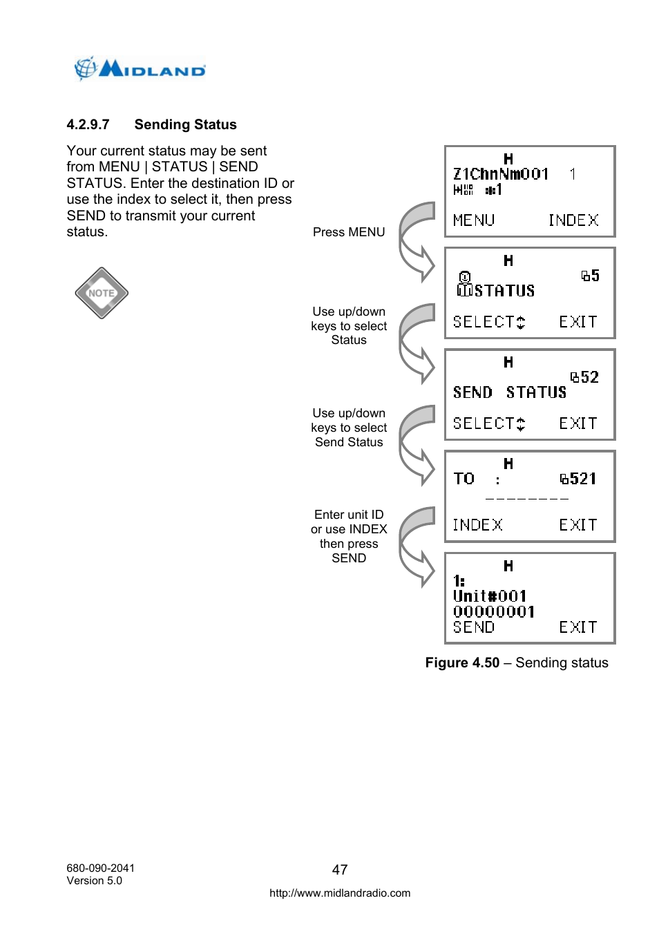 Sending status | Midland Radio P25 User Manual | Page 56 / 72