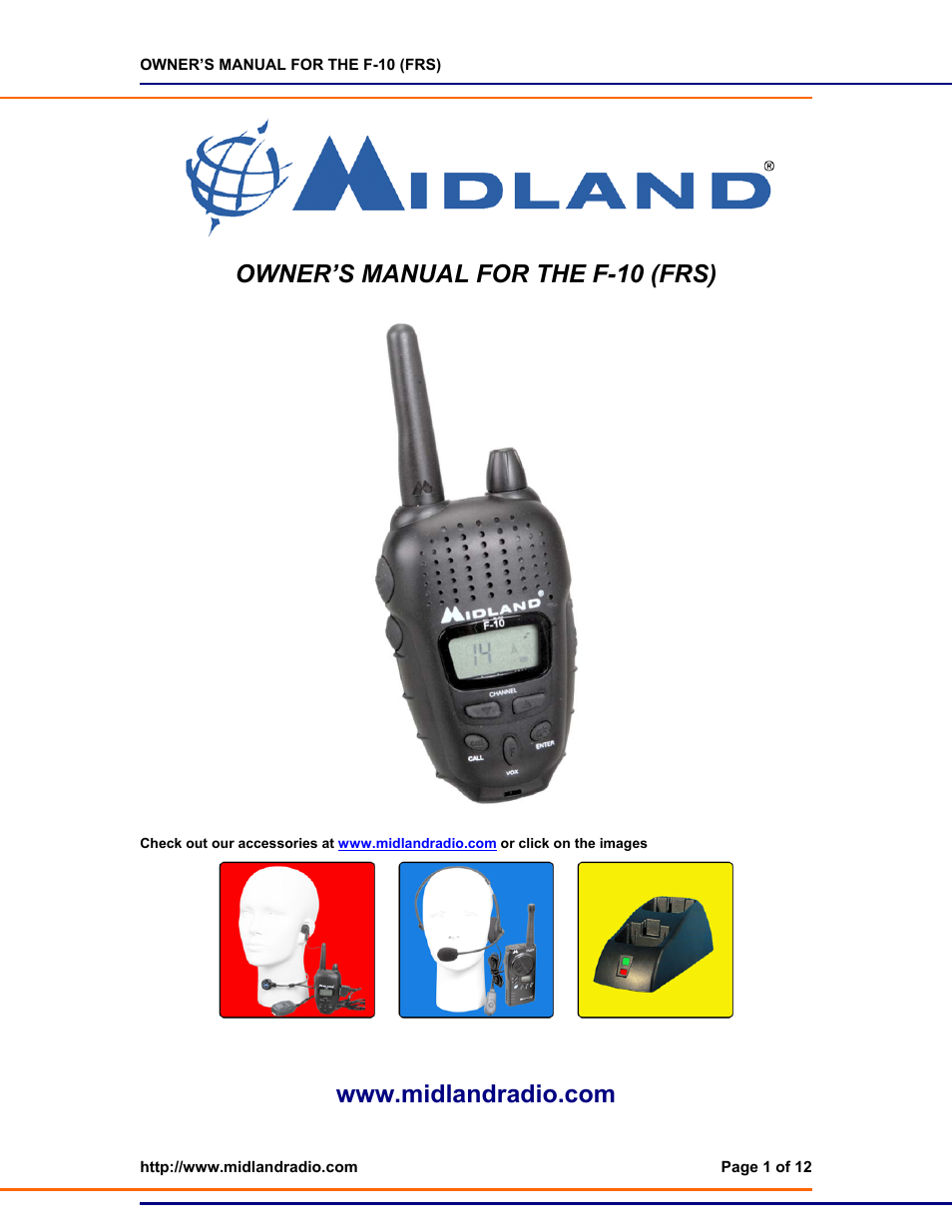 Midland Radio F-10 User Manual | 12 pages