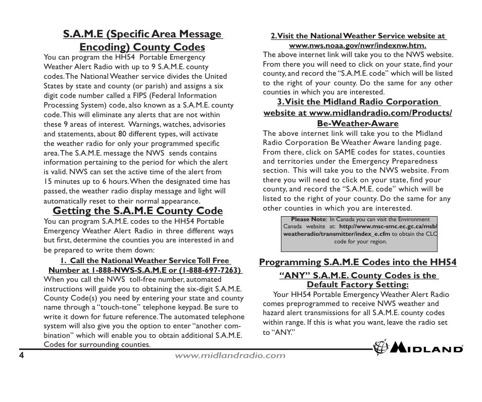 MIDLAND HH54 Owner Manual User Manual | Page 4 / 10