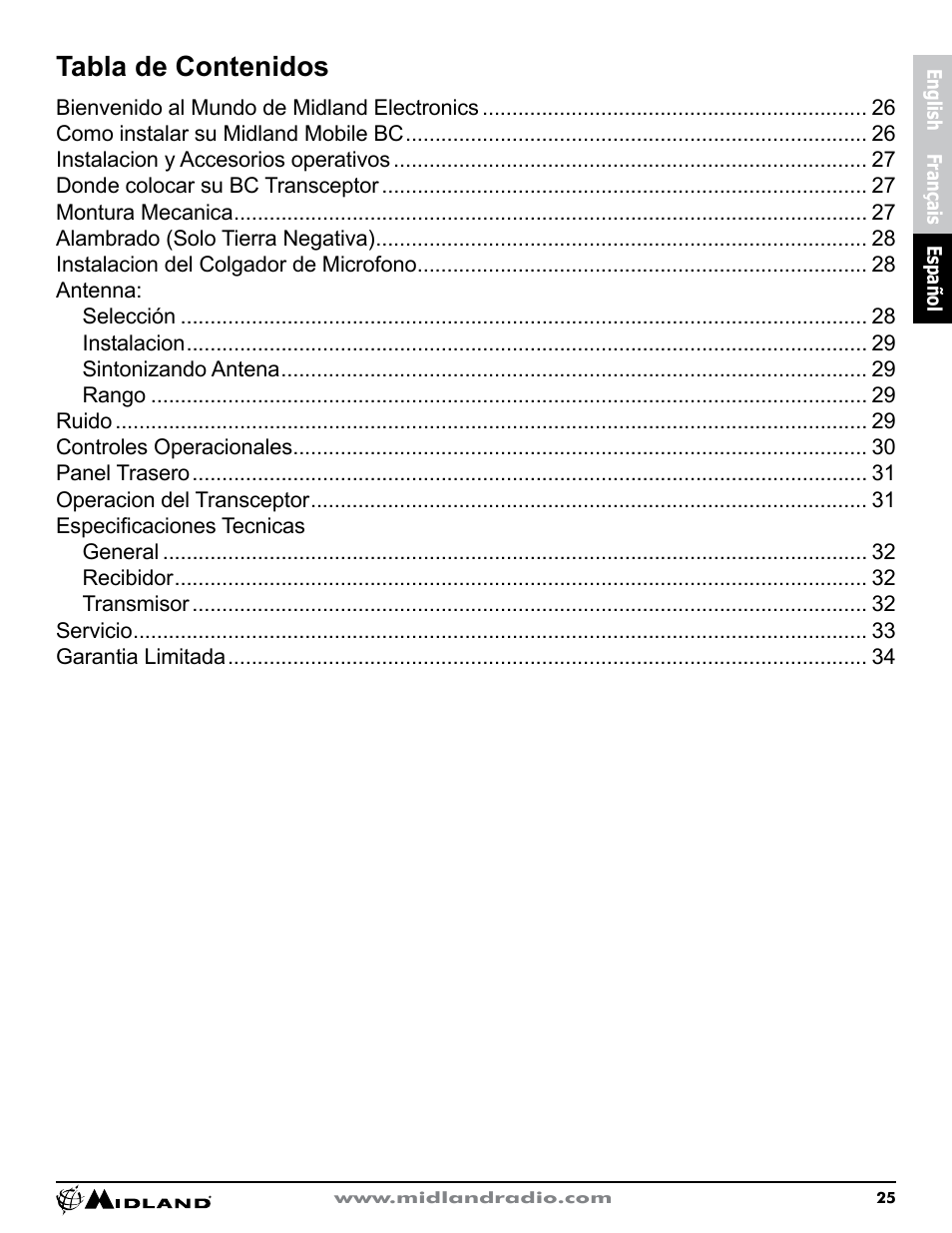 MIDLAND CB1 User Manual | Page 26 / 36