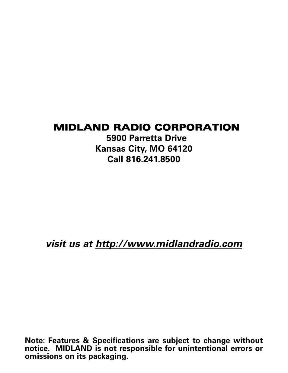 MIDLAND LXT480 User Manual | Page 20 / 20