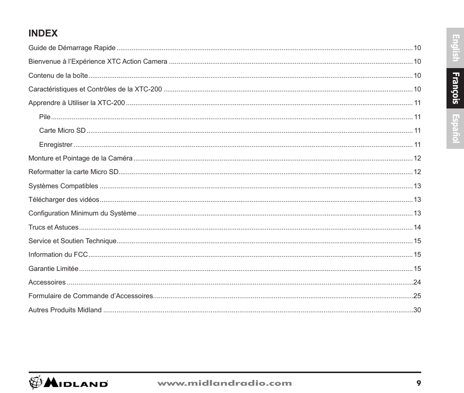 François, Index | Midland Radio XTC-200 User Manual | Page 10 / 28